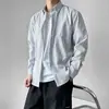 Camisa de Raya Fina de Manga Larga de Moda para Hombre 2026 Principios de Otoño Nueva Camisa Chaqueta Casual de Oficina para Superponer Moderna