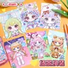 Libro de Pegatinas para Vestir de Hermana con Orejas Plegables, Lindo Libro de Juego de Collage de Vestuario y Escena en Miniatura Estilo Píxel
