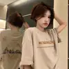 Camiseta de Algodón Puro Talla Grande Holgada Estilo Americano Manga Corta para Mujer Verano Ins Tendencia Retro Estilo Hong Kong Diseño Chic Tops de Nicho