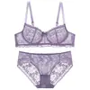 Lencería sexy estilo francés, conjunto de sujetador de encaje con lazo de deseo puro de verano fino, hace que los pechos grandes parezcan más pequeños y proporciona soporte lateral para los pechos