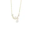 Collar Elegante de Plata Pura S999, Lujo Ligero de Estrella y Luna para Mujer, Diseño de Nicho con Incrustaciones de Circonita, Cadena Versátil para Clavícula con un Toque Moderno y de Alta Gama