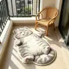 Alfombra de Piso con Patrón de Gato Visual 3D Transfronteriza de Imitación Cachemir para Decoración de Balcón en Casa, Alfombra de Piso Gruesa de Felpa Amigable con la Piel para Sala de Estar