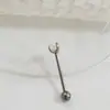 Clavo de lengüeta F136 diente interior doble cabeza barra recta tres garras circón胚球 bola bola bola aleación de titanio G23 joyería para perforación Puente de oreja