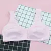Roupa Íntima de Algodão Macio Estampada com Fivela Frontal para Mulheres de Meia-Idade e Idosas Sem Aros Alças Largas Estilo Regata Novo Sutiã Tamanho Grande