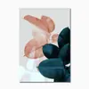Comercio exterior rosa verde flores hojas estilo nórdico póster pegatinas de pared pósteres abstractos impresiones pintura decorativa para sala de estar núcleo
