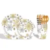Navidad Dorado y Plateado Copo de Nieve Tema Fiesta Vajilla Platos de Papel Desechables Vasos de Papel Servilletas de Papel Decoración de Fiesta Accesorios Suministros