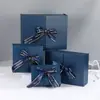 Caja de Regalo Azul de Alta Gama con Acabado Elegante de Purpurina Fina, Caja de Empaque con Lazo para el Día del Maestro, Regalo de Cumpleaños y Recuerdos de Fiesta