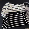 2026 Nueva Camiseta de Manga Larga a Rayas con Cuello Redondo, Moda Estilo Coreano para Mujer, Corte Holgado, Adelgazante, Top Versátil, Camiseta Base a Rayas
