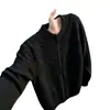 Chaqueta cárdigan retro de moda para hombre con estampado jacquard, cierre de cremallera, cuello alto, suéter de punto de corte holgado, top casual para hombre