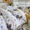 Conjunto de Quatro Peças para Cama de Tecido Grosso Antigo, Lençóis de Cama 100% Algodão, Capa de Edredom, Lençóis de Elástico, Conjunto de Três Peças de Capa de Edredom de Verão