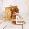 Mini Posavasos Metálico Estilo Europeo Vintage Aleación de Zinc Plateado Dorado Patrón Clásico para Cóctel