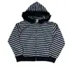 Outono e Inverno Novo Gótico Harajuku Ins Moda High Street Punk Listrado Zíper Com Capuz Moletom Y2K Roupas Transfronteiriças