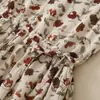 Novo Vestido Estampado Floral para Mulheres Verão Comprimento Médio Saia Elegante Estilo Pastoral Algodão Linho Vestido Longo