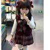 Ropa Infantil Dulce Niñita Invierno Año Nuevo Nuevo Estilo Chino Estilo Universitario Lazo Chaleco Falda a Cuadros Conjunto de Dos Piezas