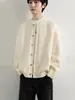 Suéter cárdigan de terciopelo ártico de color sólido con cuello redondo para hombre, otoño, moda de alta gama, moderno, para ir al trabajo, suéter casual de punto