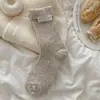 Calcetines de Lana para Mujer, Calcetines Holgados de Invierno, Calcetines Gruesos y Cálidos de Otoño e Invierno para Mujer con Etiqueta de Tejido Acanalado, Calcetines de Media Pantorrilla, Calcetines de Mujer Zhuji