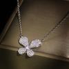 Colar de Borboleta de Diamante 925 Colar de Clavícula de Prata Estilo Europeu e Americano ins Estilo Requintado All-match Simples