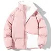 Jaqueta de Inverno Masculina com Enchimento de Penas e Algodão, Acolchoada e Forrada com Fleece, Casaco de Algodão Quente, Peça de Roupa Externa Masculina Fashion de Caimento Solto