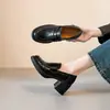 En Stock~2026 Nuevo Estilo Estilo Británico Mocasines de Suela Gruesa para Mujer, Versátiles para el Trabajo Diario, Punta Redonda Retro Tacón Grueso Zapatos de Piel