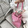 Bolsa de Lona Rayada para Mujer 2024 Nueva Moda Coreana Casual Bolsa Tote para Estudiante Casual de Gran Capacidad Bolsa de Compras
