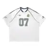 Ropa deportiva retro americana para mujer, estilo universitario de verano, camiseta de malla de manga corta de rugby, top holgado para hombre y mujer