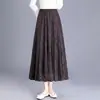 Falda plisada de encaje, nuevo estilo otoño/invierno 2026, de cintura alta, adelgazante, falda midi de línea A, fluida, versátil, falda amplia