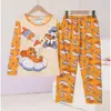 Pijamas de niña, primavera y otoño, jersey de cuello redondo con dibujos animados, ropa de casa de manga larga, traje para niños y niñas, ropa de casa