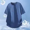 Camiseta Deportiva Simple de Manga Corta para Pareja al Aire Libre, Estampado Bidireccional, Tejido de Seda Helada de Secado Rápido, Corte Holgado, Versátil, Moderna, Transpirable y que Absorbe la Humedad