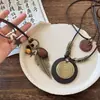 Novo Colar Longo de Pena Estilo Zen Chinês para Mulheres Estilo Étnico Retrô Corrente Decorativa para Suéter Acessórios de Pingente Boêmio