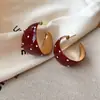 Pendientes de aro redondos con lunares y efecto de goteo de aceite estilo coreano ins, pendientes retro de alta gama de moda con un diseño único para mujer