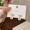 Brincos de Ponto de Prata 925 Flor Laço 2024 Novos Brincos Delicados Design de Nicho Verão Simples Leve Luxo Orelha