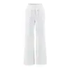 Pantalones Casuales Verticales Versátiles de Estilo Europeo y Americano para Mujer, Pantalones de Verano con Cordón de Cintura Baja Adelgazantes de Pierna Ancha hasta el Suelo Venta al por Mayor