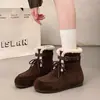 Botas de Nieve de Felpa Noreste para Mujer 2026 Invierno Más Terciopelo Cálidas con Cordones Botines Cortos para Mujer Antideslizantes Hacen que los Pies Parezcan Pequeños Zapatos de Algodón Botas para Mujer