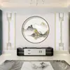 Novo papel de parede de fundo de TV chinês para sala de estar, luxo leve, adesivos de parede decorativos, pintura de paisagem simples, filme e televisão 8D, tecido de parede