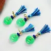 Colgante de Borla Estilo Chino Oro Antiguo Incrustado Jade Cristal Agujero Pasante Cuentas Espaciadoras Pulsera de Gota de Aceite DIY Collar de Cuentas