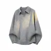 2025 Novo Outono e Inverno Masculino Solto e Versátil Estilo Coreano Estilo Preguiçoso Tricô Estilo Japonês Suéter Jaqueta com Lapela