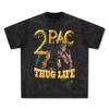 BC 2Pac Figura Pike Rapper Hip Hop Europeu e Americano de Rua Grande Tamanho Grande Homens e Mulheres Camiseta de Manga Curta com Estampa Retro