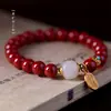 Pulseira autêntica de cinábrio de alto teor para mulheres, jade natural Hetian, pulseira vermelha do ano de nascimento, pulseira de estilo antigo, atacado