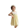 Nuevo Vestido de Verano para Niñas 2026 con Bordado Fresco, Vestido sin Mangas de Corte A en Rosa y Amarillo Claro, Vestido Versátil de Princesa para Niños