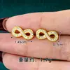 Aretes de Oro Arena Vietnamita con Diamantes Completos Forma de 8 para Mujer, Exquisitos Aretes de Corazón Calados de Alta Gama, Joyería Duradera
