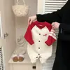 Ropa de Bebé Otoño e Invierno Mono de Bebé Nuevo Estilo Coreano Estilo Extranjero Meses Pequeños Suéter de Punto Rojo Ropa de Salida