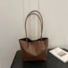 Bolsa tote com textura de trama sintética, design simples ondulado, grande capacidade, bolsa de ombro, bolsa de axila, bolsa de trabalho estilo coreano, bolsa de mão de couro macio para mulheres