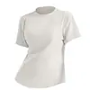 Camiseta de protección solar estilo Lulu, top de yoga, secado rápido, tacto frío, deportiva casual, transpirable, cómoda, corte ajustado, adelgazante, manga corta