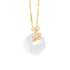 Collar con Hebilla de Paz de Calcedonia Flor de Durazno de Plata de Ley S925 para Mujer, Exquisita Cadena para Clavícula de Flor Rosa Estilo Bosque, Regalo de Vacaciones