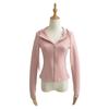 Sudadera con Capucha de Corte Tridimensional con Sentido del Diseño para Mujer Otoño 2024 Estilo Deportivo Americano Ajustado Chaqueta Cárdigan con Cremallera