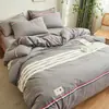 Conjunto de Quatro Peças em Algodão Tingido em Fio Lavado Grau Mãe e Bebê Classe A Macio 100% Algodão Estilo Muji Xadrez Algodão Puro Conjunto de Quatro Peças