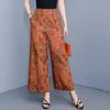 Pantalones Florales de Algodón y Seda de Tamaño Grande Nuevos 2026, Pantalones Cropped de Pierna Ancha de Algodón Artificial, Pantalones Casuales Negros para Mujer, Adecuados para que las Madres los Usen Afuera