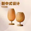 Luminária de mesa para sala de estudo, hotel, luminária de mesa moderna chinesa vintage para cabeceira estilo japonês, luminária de mesa trançada de bambu para quarto, sala de chá wabi-sabi, estilo chinês