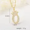 Accesorios de Collar con Letra de Zirconia Incrustada de Cobre Nuevo Transfronterizo Hip-Hop Doble Capa Corona Colgante de 26 Letras Inglesas