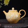 Tetera de Cerámica Gruesa Yaochang con Diseño de Copos de Nieve, Juego de Té de Cerámica, Tetera Xishi Vintage para Preparar Té, Tetera Individual con Esmalte Tenmoku, Tetera Dalingdan